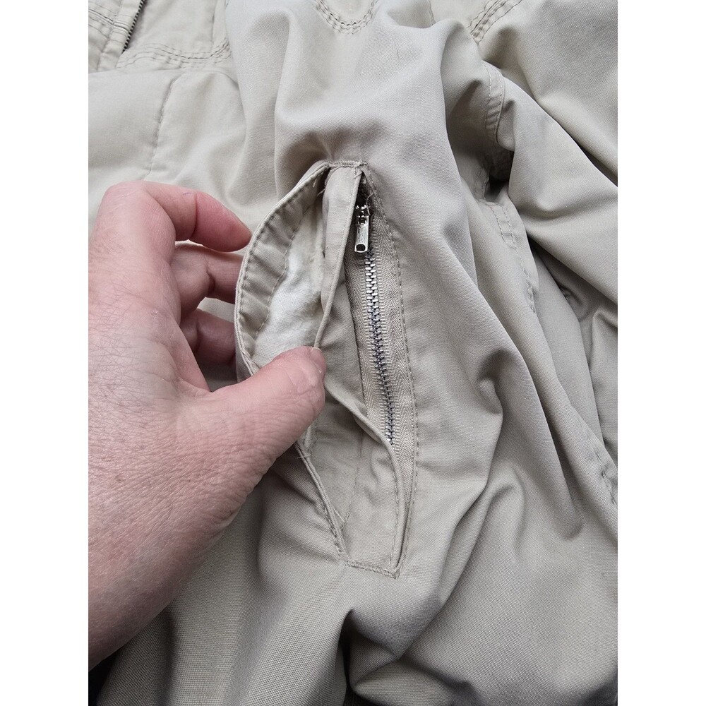 VTG Men's Sears Outerwear Beige Coat Jacket L Tan Quilted Double Front Pocket - Picture 7 of 7